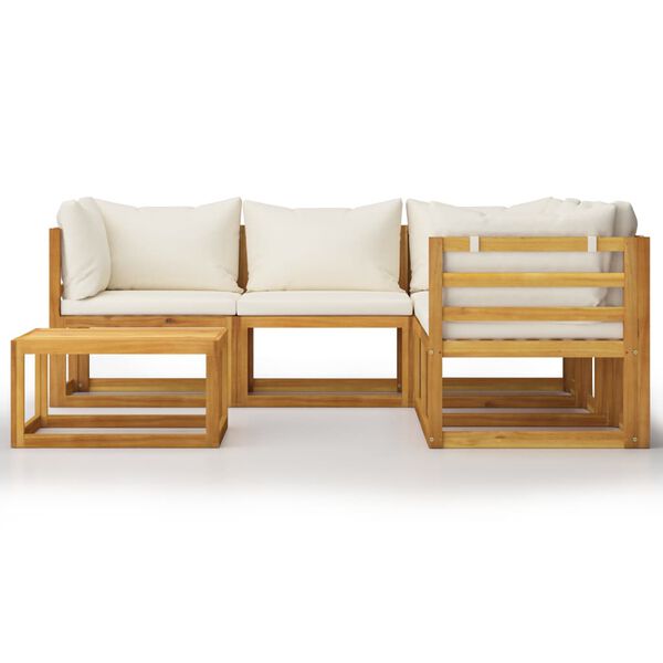 vidaXL 6 Piece Garden Lounge Set with Cushion Cream Solid Acacia Wood