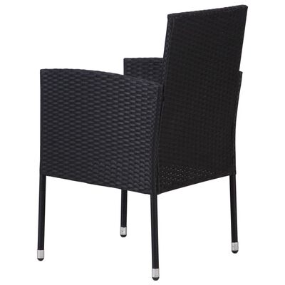 vidaXL 7 Piece Garden Dining Set Poly Rattan Black