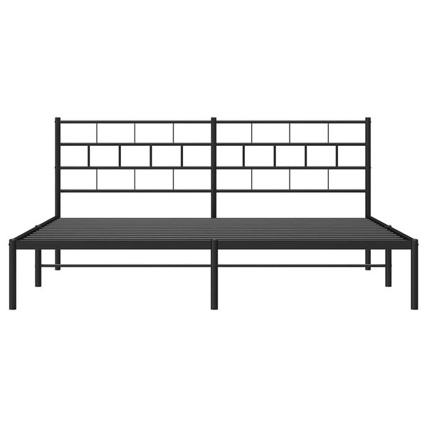 vidaXL Metal Bed Frame without Mattress with Headboard Black 193x203cm