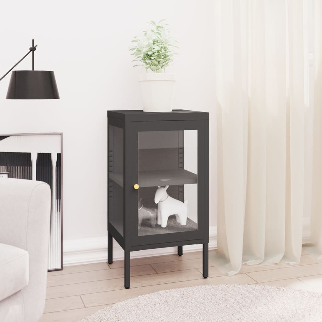 vidaXL Sideboard Anthracite 38x35x70 cm Steel and Glass