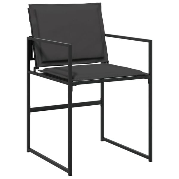 vidaXL Garden Chairs with Cushions 4 pcs Black Steel and Textilene