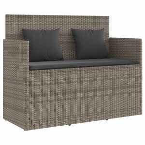 vidaXL Garden Bench with Cushions Grey Poly Rattan