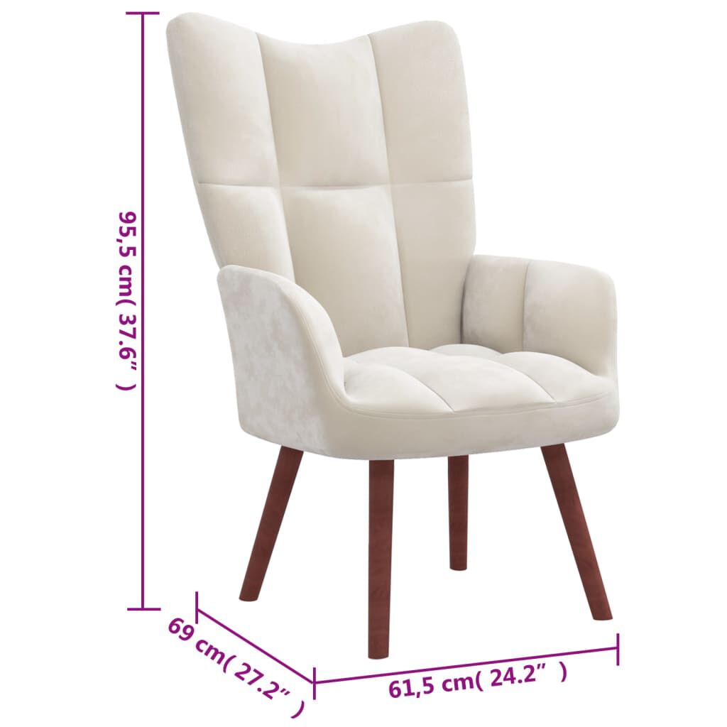 vidaXL Relaxing Chair Cream White Velvet