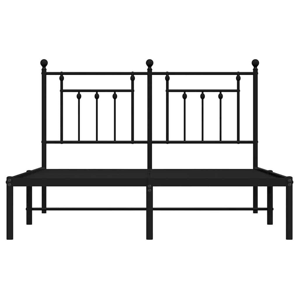 vidaXL Metal Bed Frame without Mattress with Headboard Black 150x200cm