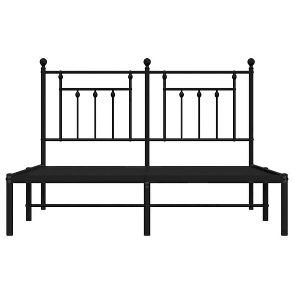 vidaXL Metal Bed Frame without Mattress with Headboard Black 150x200cm