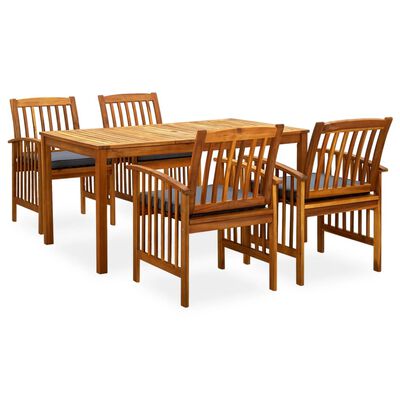 vidaXL 5 Piece Garden Dining Set with Cushions Solid Acacia Wood