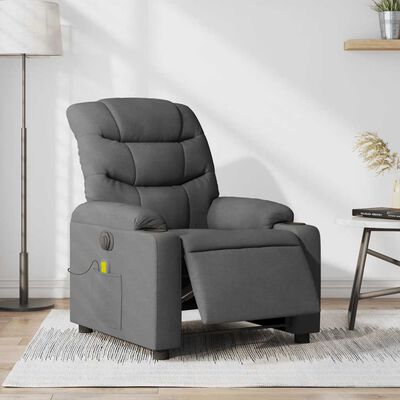 vidaXL Electric Massage Recliner Chair Dark Grey Fabric