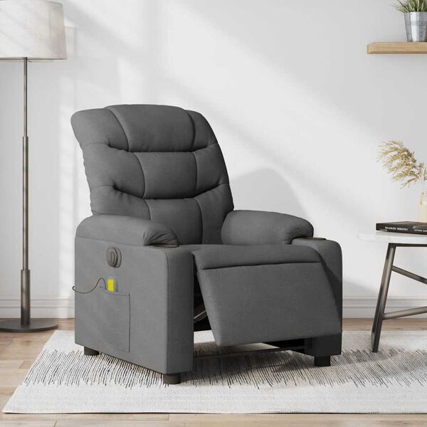 vidaXL Electric Massage Recliner Chair Dark Grey Fabric