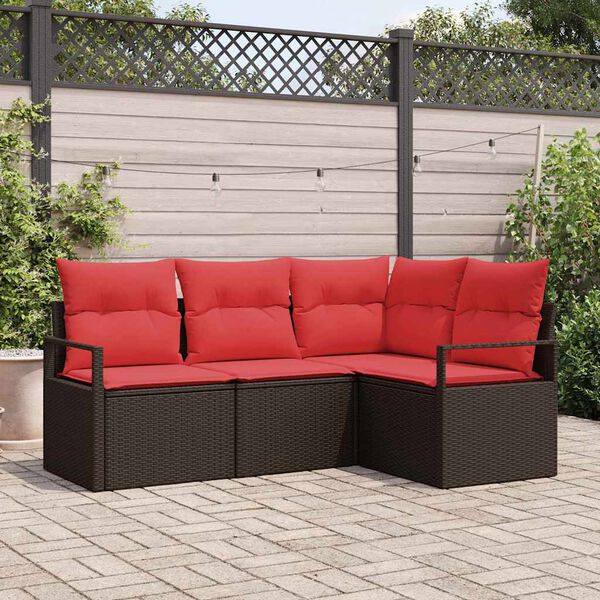 vidaXL Sofa Set 4 pcs Brown Poly Rattan