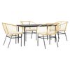 vidaXL 5 Piece Garden Dining Set with Cushions Brown Poly Rattan Glass