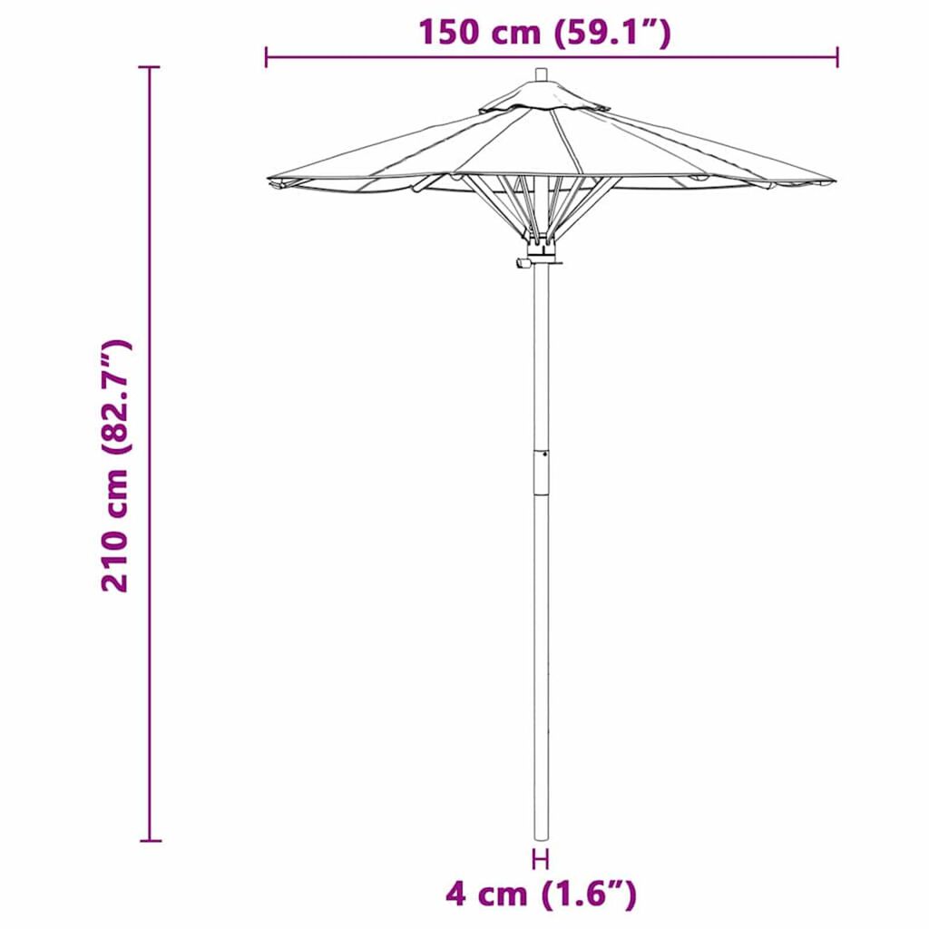 vidaXL Garden Parasol Cream white 150 x 150 x 210 cm Bamboo