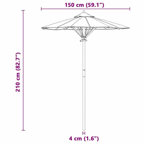 vidaXL Garden Parasol Cream white 150 x 150 x 210 cm Bamboo