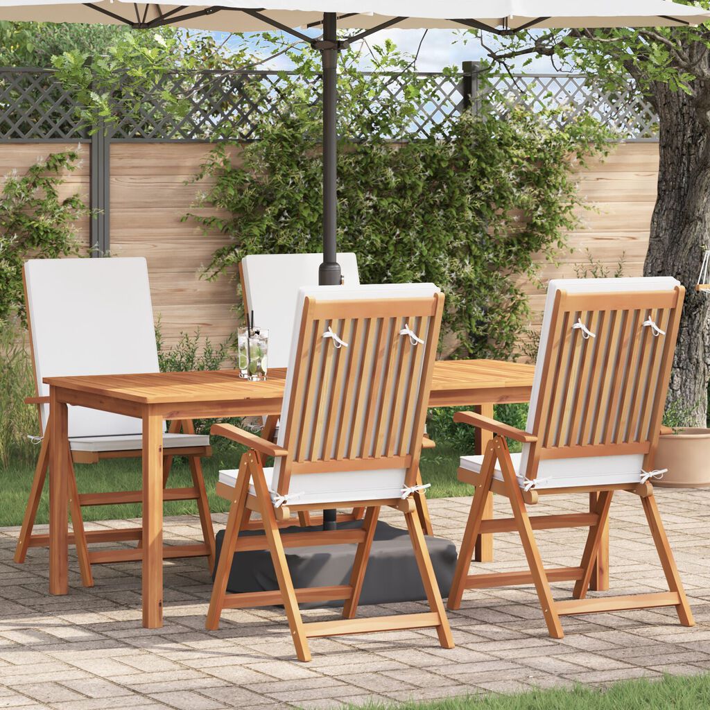 vidaXL Reclining Garden Chairs with Cushions 4 pcs Solid Teak Wood