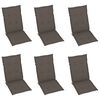 vidaXL Garden Chairs 6 pcs with Taupe Cushions Solid Teak Wood