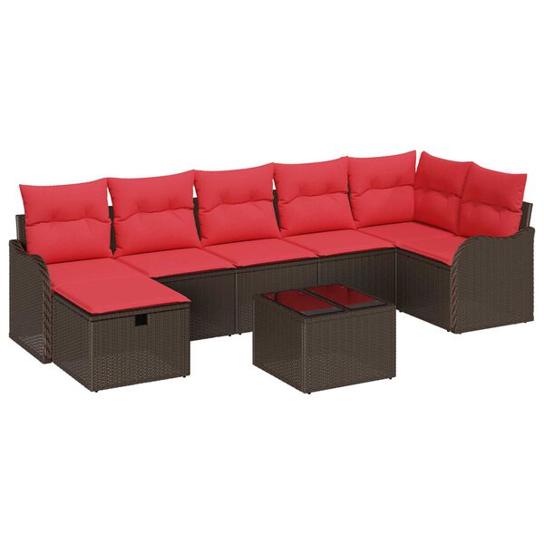 vidaXL 8 Piece Garden Sofa Set with Cushions Brown Poly Rattan