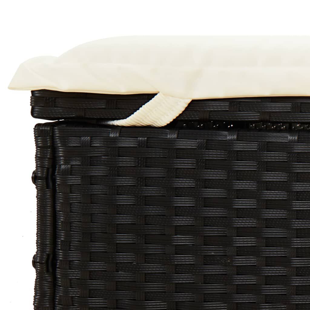 vidaXL Sunbed with Foldable Roof Black 213x63x97 cm Poly Rattan