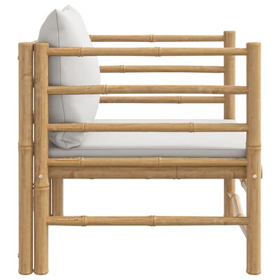 vidaXL Garden Sofa with Light Grey Cushions Bamboo