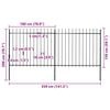 vidaXL Garden Fence with Spear Top Steel 359x150 cm Black