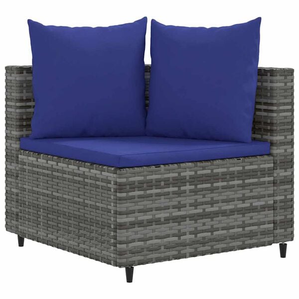 vidaXL 8 Piece Garden Sofa Set with Cushions Grey Poly Rattan