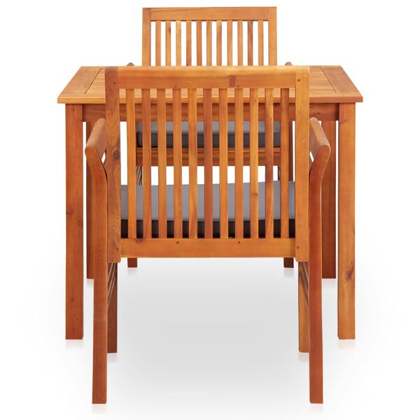 vidaXL 3 Piece Outdoor Dining Set with Cushions Solid Wood Acacia