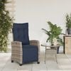 vidaXL Reclining Garden Chair with Footrest Grey Poly Rattan