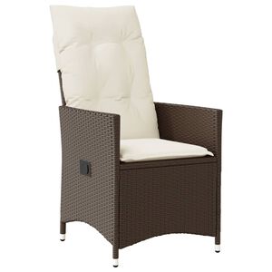 vidaXL Reclining Garden Chair with Cushions Brown Poly Rattan