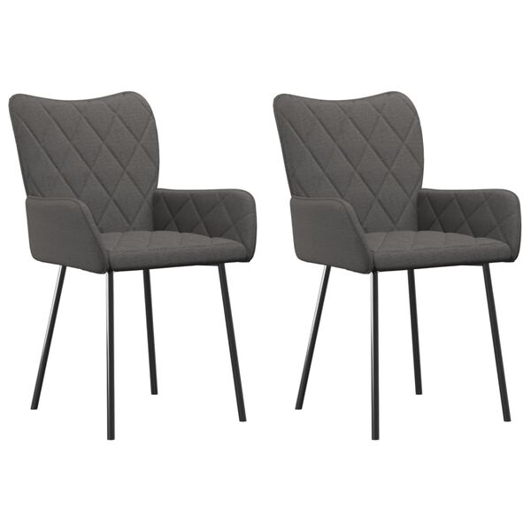 vidaXL Dining Chairs 2 pcs Dark Grey Fabric