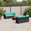 vidaXL 7 Piece Garden Sofa Set with Cushions Black Poly Rattan