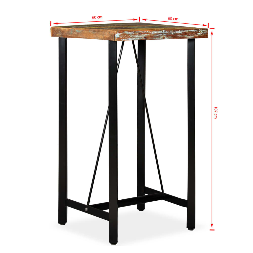 vidaXL Bar Set 3 Pieces Solid Wood Reclaimed and Genuine Leather