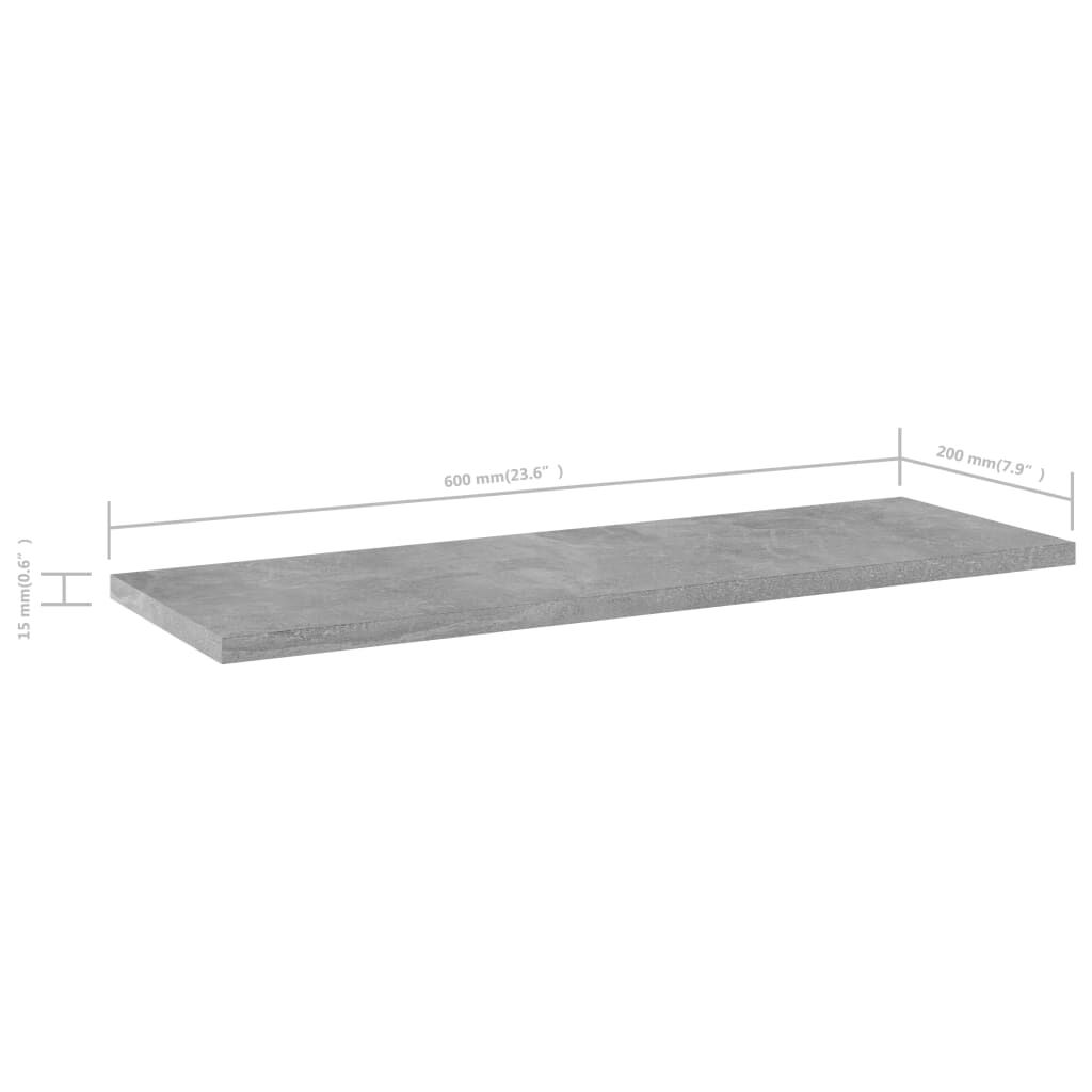 vidaXL Bookshelf Boards 8 pcs Concrete Grey 60x20x1.5 cm Engineered Wood