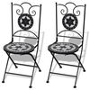 vidaXL 3 Piece Bistro Set Ceramic Tile Black and White