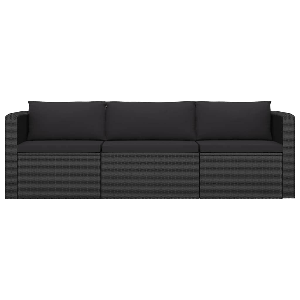 vidaXL 10 Piece Garden Lounge Set with Cushions Poly Rattan Black