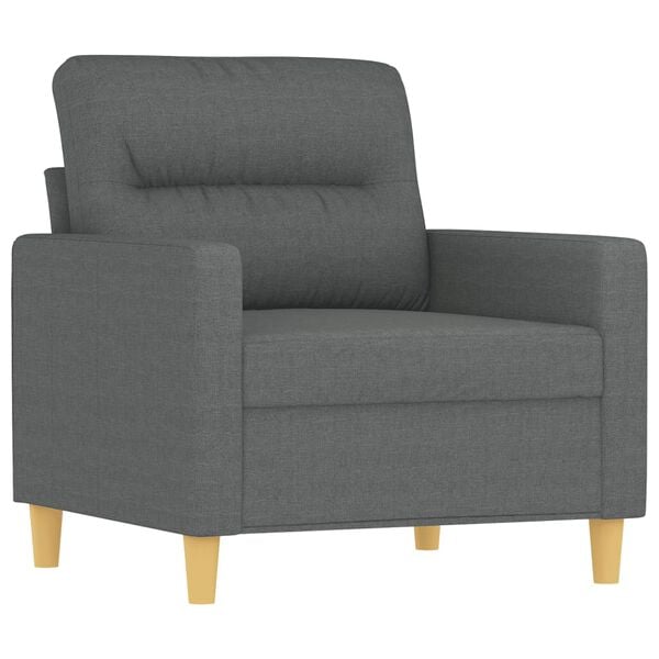 vidaXL 3 Piece Sofa Set with Cushions Dark Grey Fabric