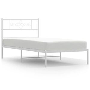 vidaXL Metal Bed Frame without Mattress with Headboard White 100x190cm