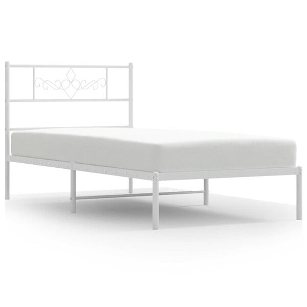 vidaXL Metal Bed Frame without Mattress with Headboard White 100x190cm