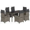 vidaXL 7 Piece Garden Dining Set with Cushions Grey Poly Rattan