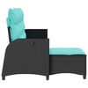 vidaXL Reclining Garden Sofa with Cushions L-shaped Black Poly Rattan