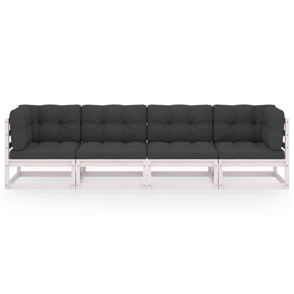vidaXL 4-Seater Garden Sofa with Cushions Solid Pinewood