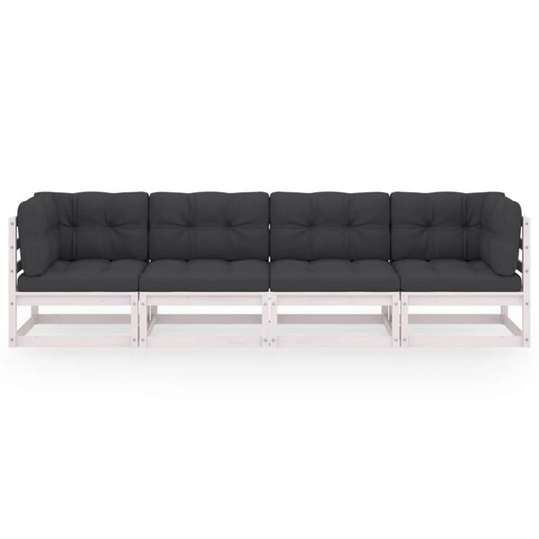 vidaXL 4-Seater Garden Sofa with Cushions Solid Pinewood