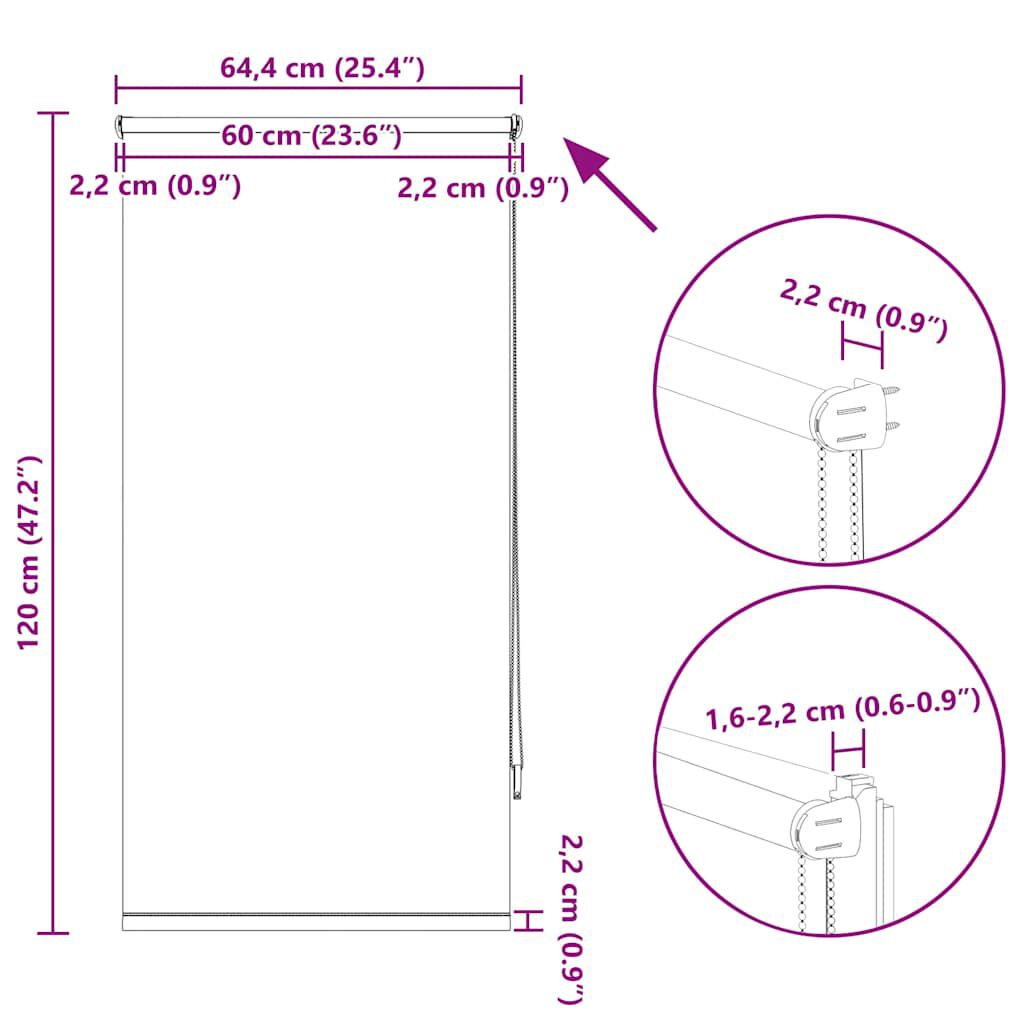 Roller Blind Blackout 60 x 120 cm Grey