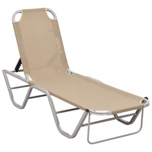 vidaXL Sun Lounger Aluminium and Textilene Cream