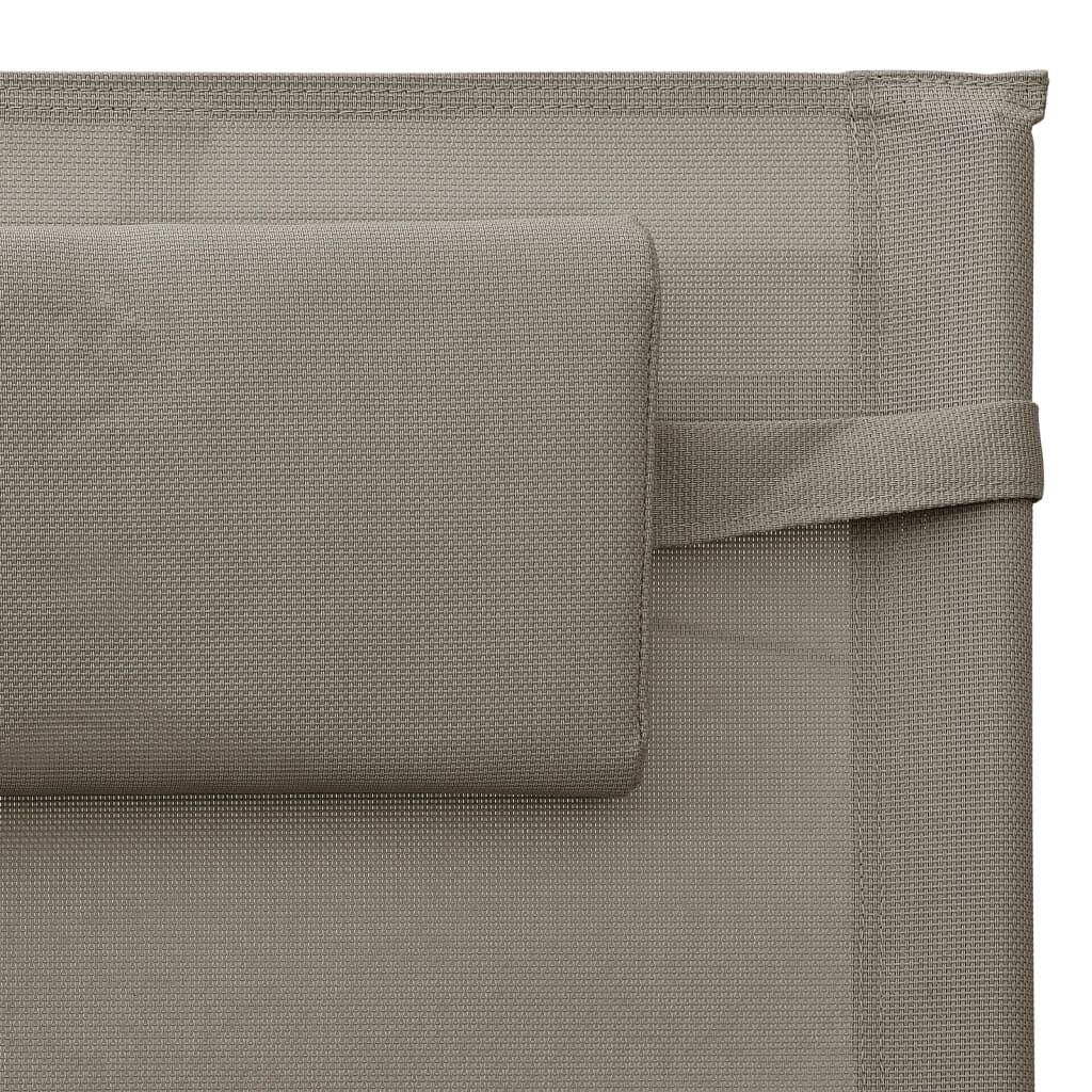 vidaXL Sun Lounger Textilene Taupe and Grey