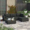 vidaXL 5 Piece Garden Lounge Set with Cushions Poly Rattan Black