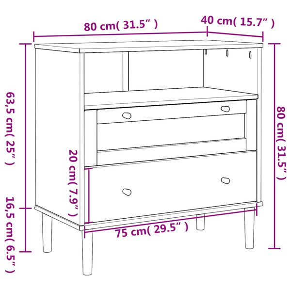 vidaXL Sideboard SENJA Rattan Look White 80x40x80 cm Solid Wood Pine