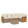 vidaXL 6 Piece Garden Sofa Set with Cushions Beige Poly Rattan