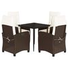 vidaXL 5 Piece Garden Dining Set with Cushions Brown Poly Rattan