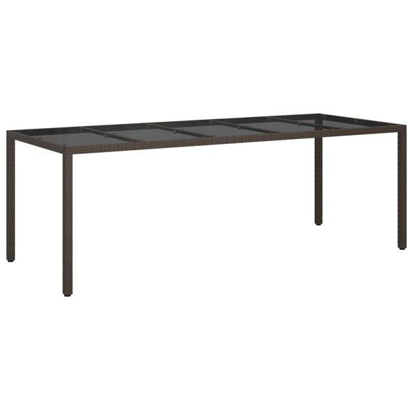 vidaXL Garden Dining Table Brown 250x100x75 cm Poly Rattan