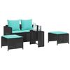 vidaXL 5 Piece Garden Sofa Set with Cushions Stackable Black Poly Rattan