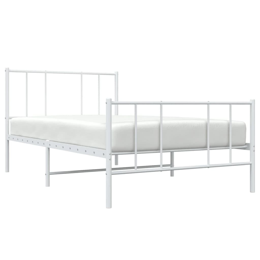 vidaXL Metal Bed Frame without Mattress with Footboard White 100x190cm