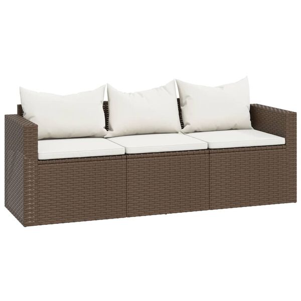 vidaXL Garden Lounge Set Brown Poly Rattan